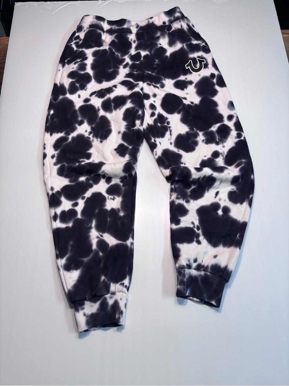 True Religion Black & White Tie-Dye Jogger Pants